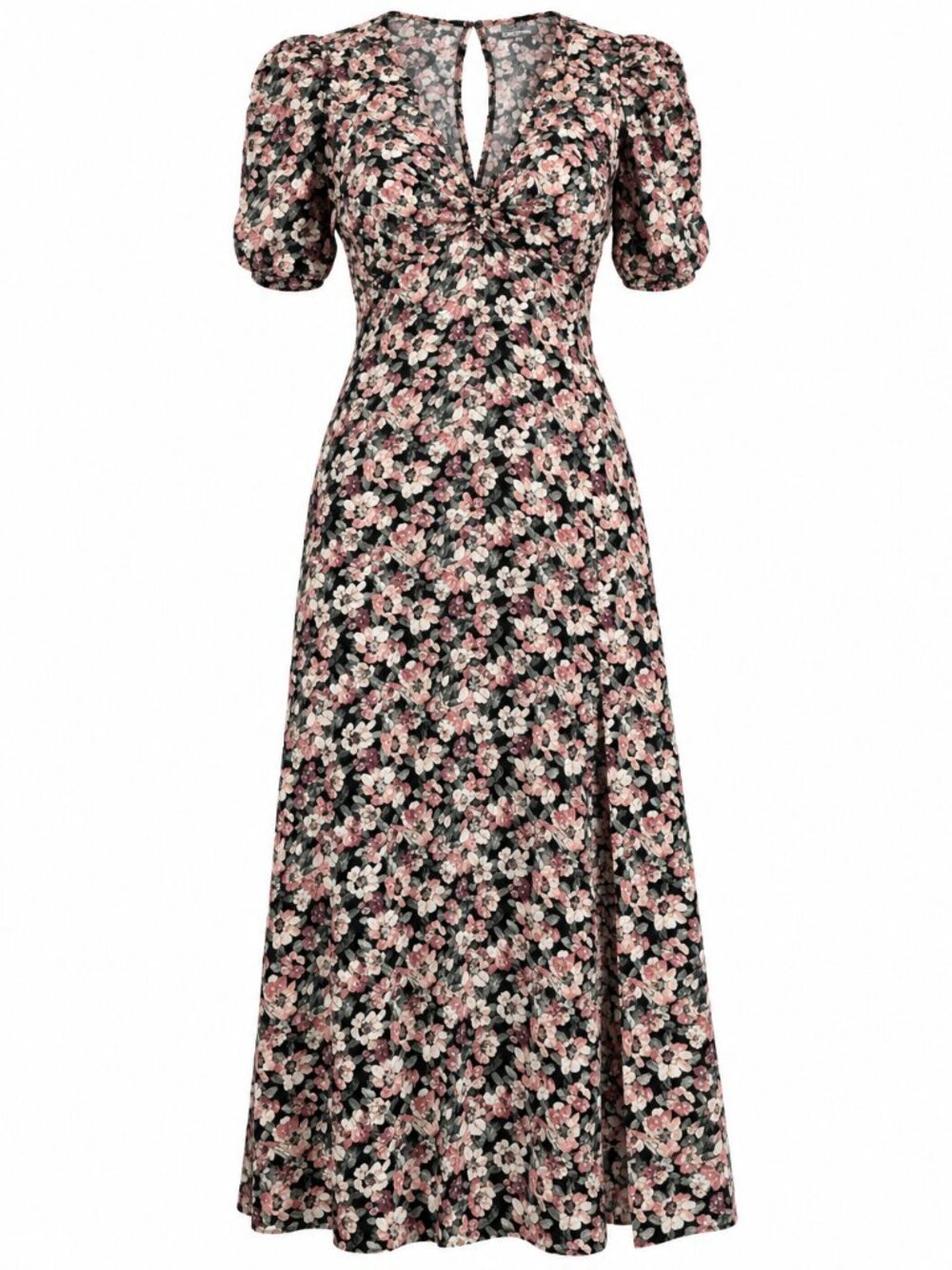 Abercrombie & Fitch Ditsy Floral Midi Puff Sleeve Dress SZ S